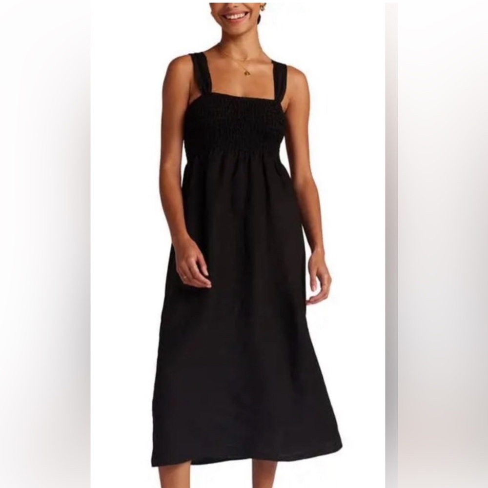 Like New! Super Cute! Bella Dahl Smocked Linen Midi Dress